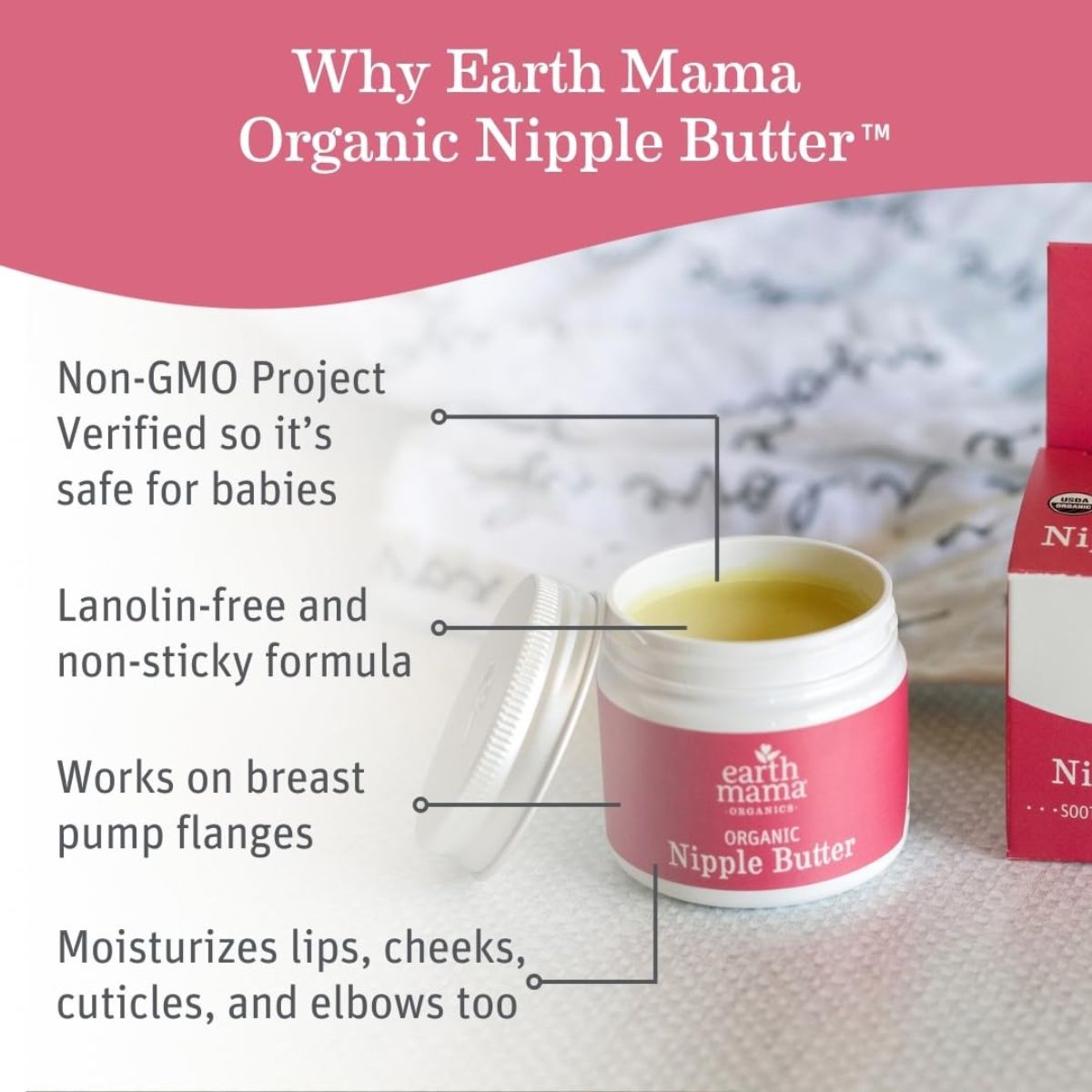 Earth Mama Organic Nipple Butter - 2 oz - Soothes and Moisturizes Sensitive Skin